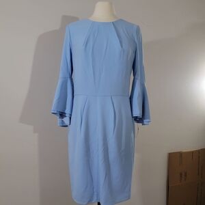 Betsy & Adam Light Blue Bell Sleeve Dress